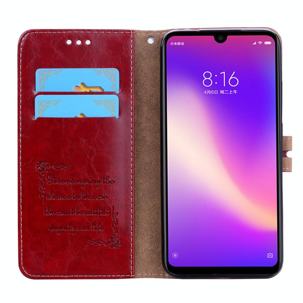 Business Style Oil Wax Texture Horizontal Flip Leatherette Case for Xiaomi Redmi 7, with Holder & Card Slots & Wallet (Red)