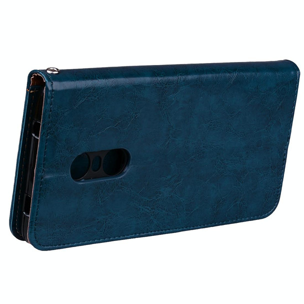 Xiaomi Redmi Note 4X Business Style Oil Wax Texture Horizontal Flip Leather Case with Holder & Card Slots & Wallet(Blue)
