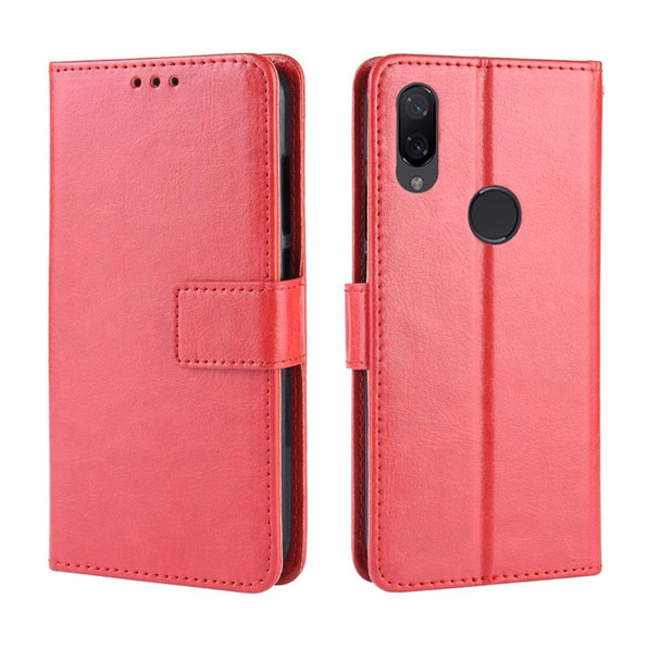 Crazy Horse Texture Horizontal Flip Leatherette Case for Xiaomi Redmi Note 7, with Holder & Card Slots & Wallet & Lanyard (Red)