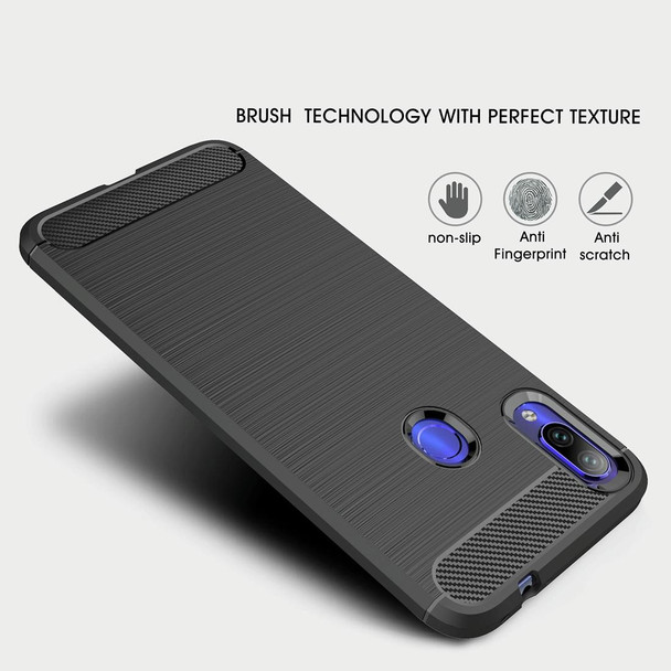 Brushed Texture Carbon Fiber TPU Case for Xiaomi Redmi Note 7 / Redmi Note 7 Pro(Black)