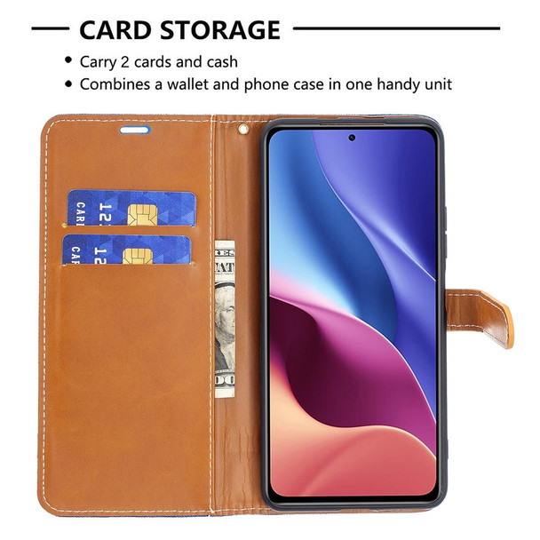 Xiaomi Mi 11i / Poco F3 / Redmi K40 Color Matching Denim Texture Horizontal Flip Leather Case with Holder & Card Slots & Wallet & Lanyard(Royal Blue)