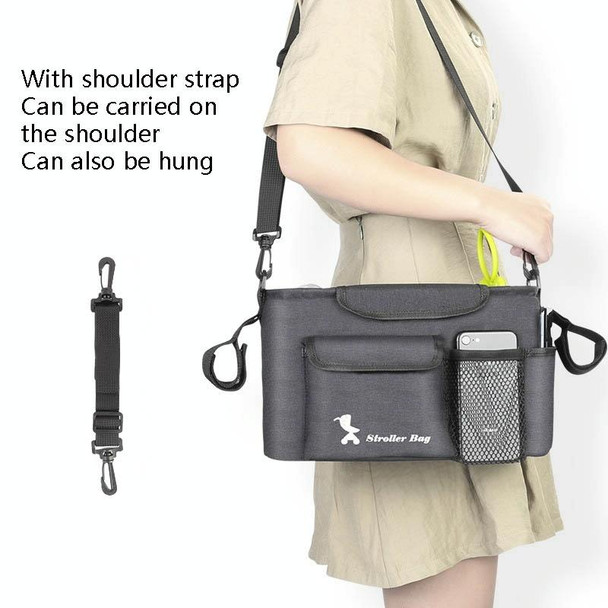 Stroller Hanging Bag Storage Bag Large-Capacity Out Children Suede Storage Bag(Black )