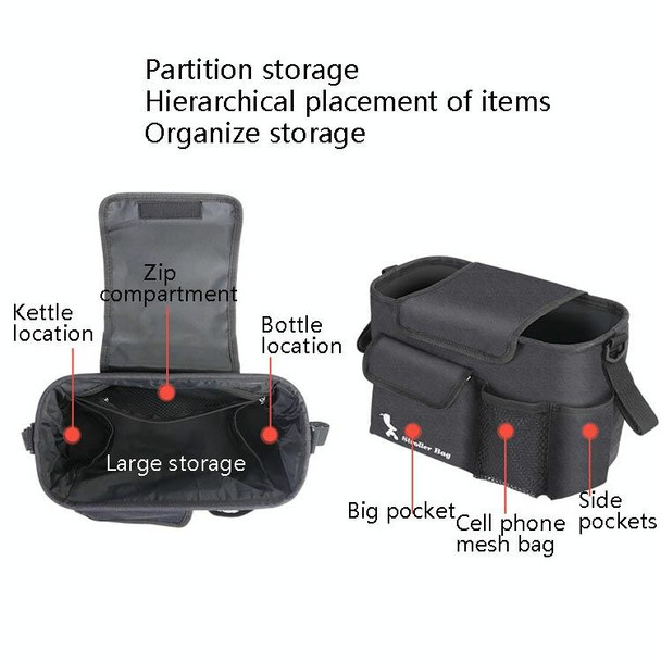 Stroller Hanging Bag Storage Bag Large-Capacity Out Children Suede Storage Bag(Black )