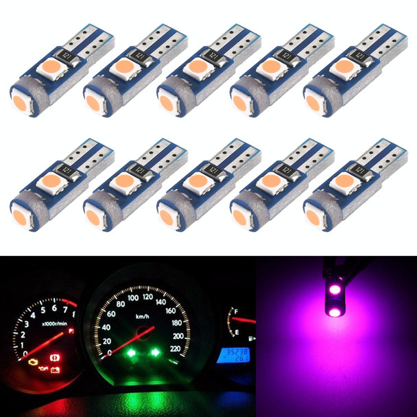 10 in 1 Car T5 0.2W DC12V Instrument Panel LED Decorative Light(Pink Light)