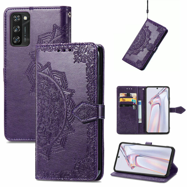 Blackview A100 Mandala Embossing Pattern Horizontal Flip Leatherette Case with Holder & Card Slots & Wallet & Lanyard(Purple)