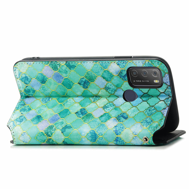 Alcatel 1S (2021) Colorful Magnetic Horizontal Flip PU Leatherette Case with Holder & Card Slot & Wallet(Emerald)