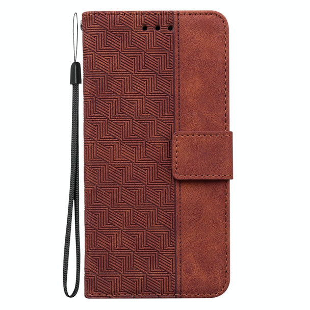 Xiaomi Redmi Note 8T Geometric Embossed Leather Phone Case(Brown)
