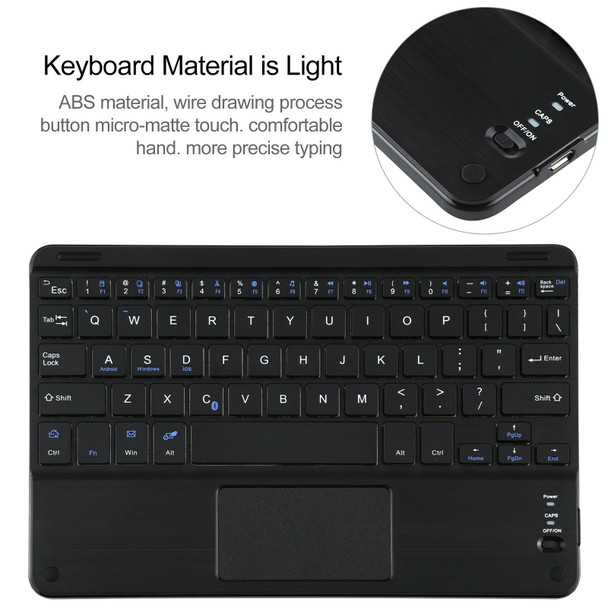 Universal Detachable Bluetooth Keyboard + Leather Tablet Case with Touchpad for iPad 9-10 inch, Specification:Black Keyboard(Gold)