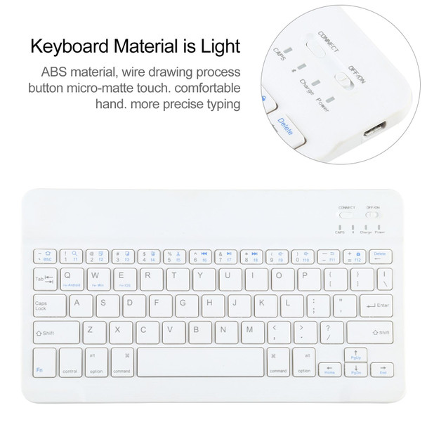 Universal Detachable Bluetooth Keyboard + Leather Tablet Case without Touchpad for iPad 9-10 inch, Specification:White Keyboard(Pink)