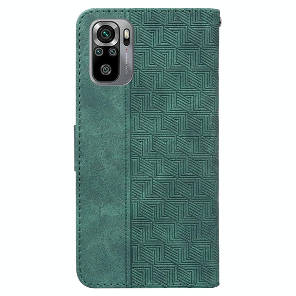 Xiaomi Redmi Note 10 4G / Note 10S Geometric Embossed Leather Phone Case(Green)