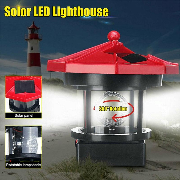 Outdoor Waterproof LED Solar Rotating Lighthouse Garden Decoration Induction Landscape Light(Black)