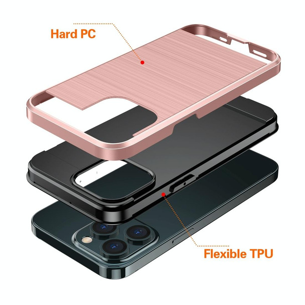 Brushed Texture Shockproof Protective Case - iPhone 13 Pro(Rose Gold)