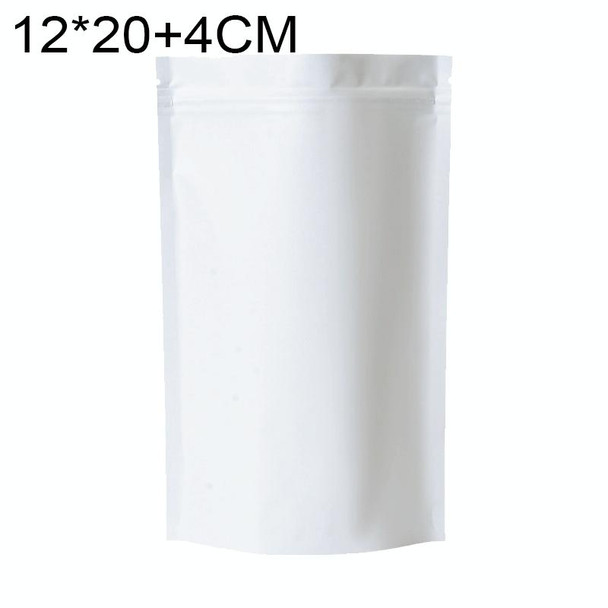 100 PCS/Set Matte Aluminum Foil Snack Stand-up Pouch, Size:12x20+4cm(White)