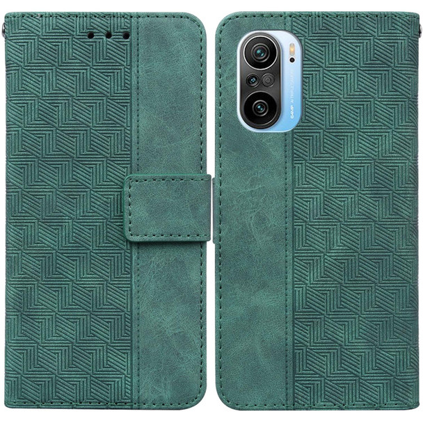 Xiaomi Redmi K40 / K40 Pro / Mi 11i Geometric Embossed Leather Phone Case(Green)