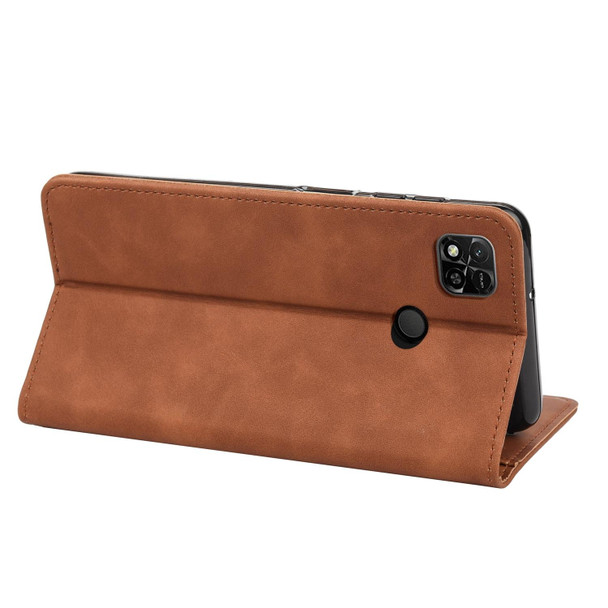 Xiaomi Redmi 10A Skin Feel Splicing Leather Phone Case(Brown)