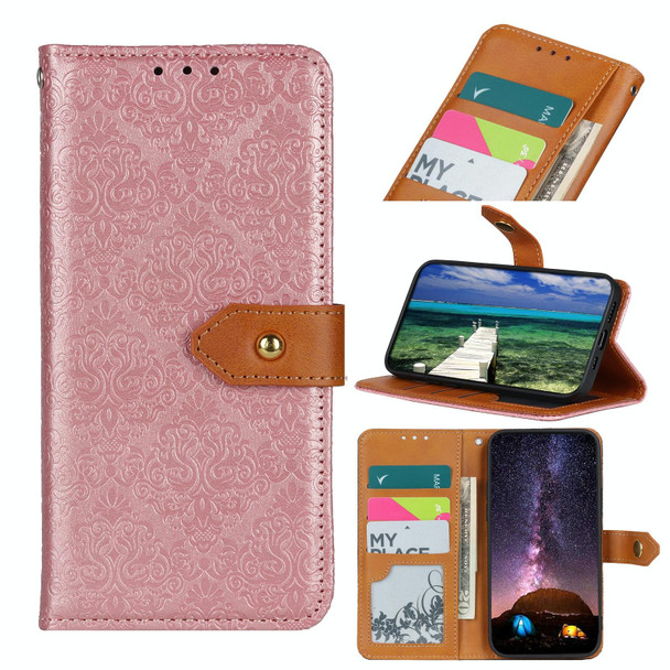 Xiaomi Redmi 10A European Floral Embossed Leather Phone Case(Pink)