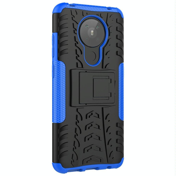 Nokia 5.3 Tire Texture Shockproof TPU + PC Protective Case with Holder(Blue)