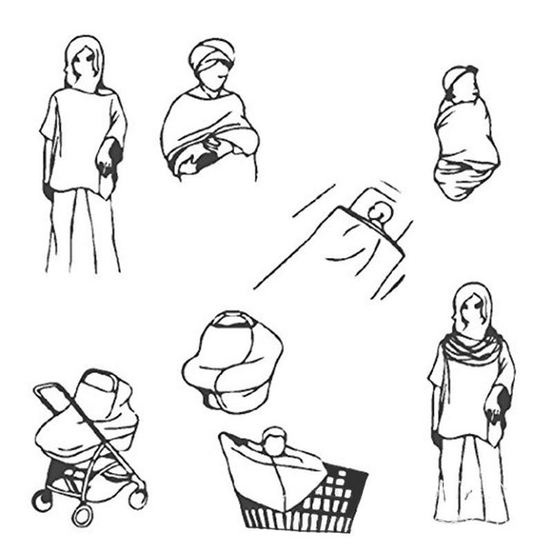 Multifunctional Enlarged Stroller Windshield Breastfeeding Towel Baby Seat Cover(Red Geometry)