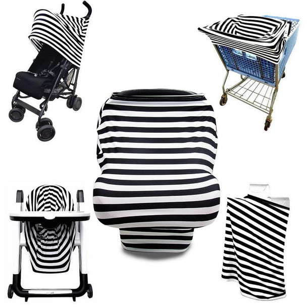 Multifunctional Enlarged Stroller Windshield Breastfeeding Towel Baby Seat Cover(Red Geometry)