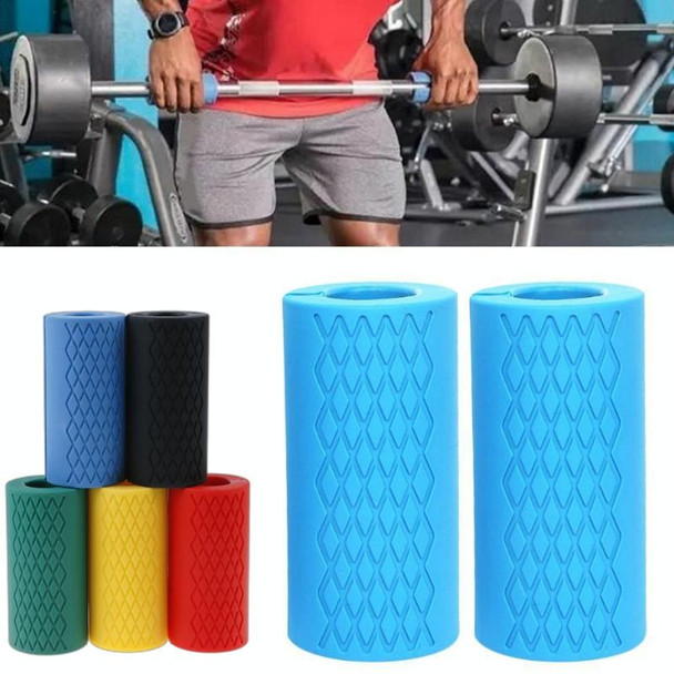 1 Pair  Dumbbell Barbell Grip Silicone Thick Bar Handles(Blue)