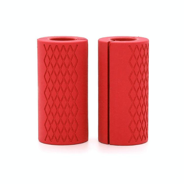 1 Pair  Dumbbell Barbell Grip Silicone Thick Bar Handles(Red)