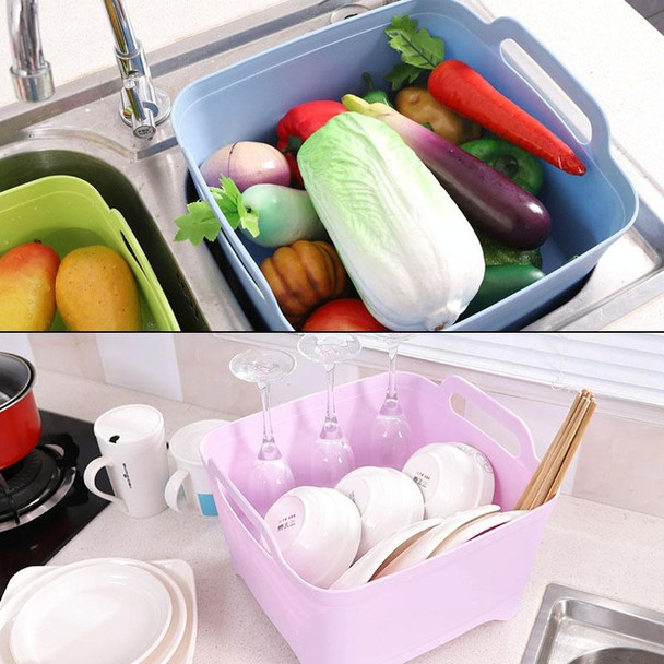 2 PCS Multifunctional Mobile Sink Kitchen Plastic Vegetable Washing Basket Fruit And Vegetable Storage Drain Basket(Green)