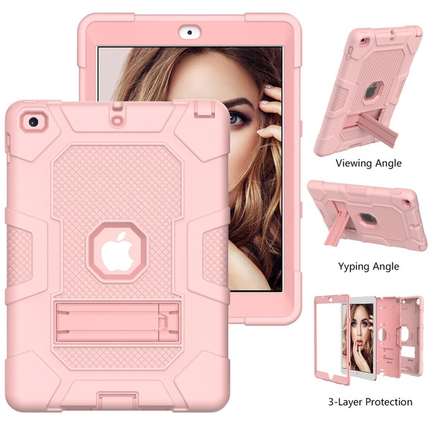 Contrast Color Robot Shockproof Silicone + PC Protective Case with Holder - iPad 9.7 (2018 / 2017)(Rose Gold)