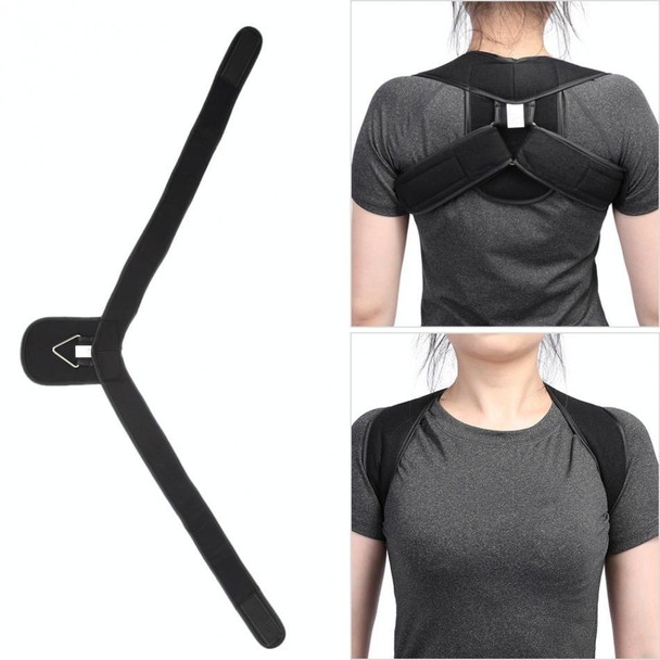 Adjustable Upper Back Shoulder Support Posture Corrector Adult Corset Spine Brace Back Belt, Size:M(Black)