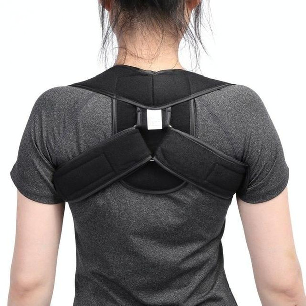 Adjustable Upper Back Shoulder Support Posture Corrector Adult Corset Spine Brace Back Belt, Size:M(Black)