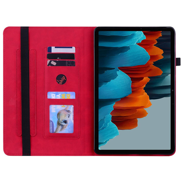 Samsung Galaxy Tab S7 / S8 Skin Feel Solid Color Zipper Leather Tablet Case(Red)