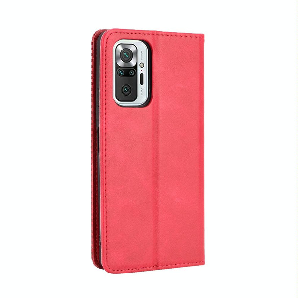 Xiaomi Redmi Note 10 Pro/Note 10 Pro Max 4G Magnetic Buckle Retro Crazy Horse Texture Horizontal Flip Leather Case with Holder & Card Slots & Photo Frame(Red)