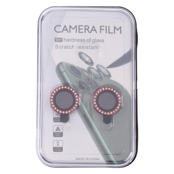 9H Point Drill Camera Lens Protector Circle - iPhone 12 / 12 mini / 11(Red)