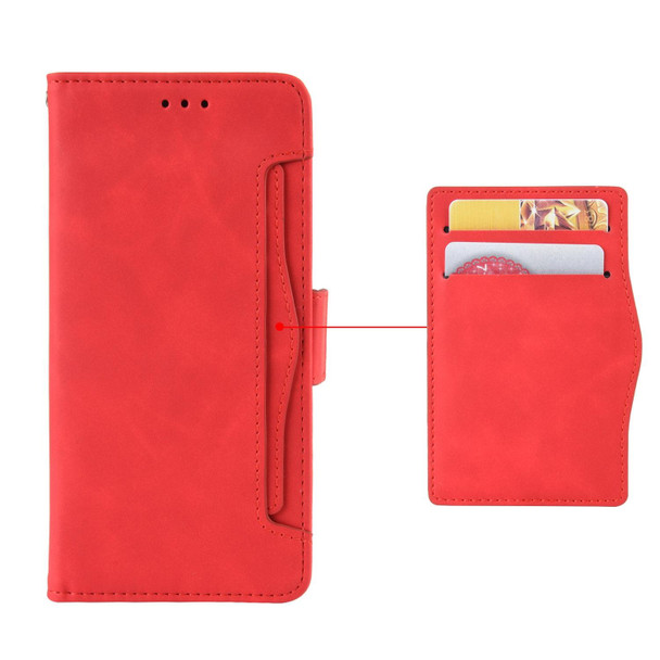Xiaomi Redmi Note 10 4G / Note 10S Skin Feel Calf Pattern Horizontal Flip Leather Case with Holder & Card Slots & Photo Frame(Red)