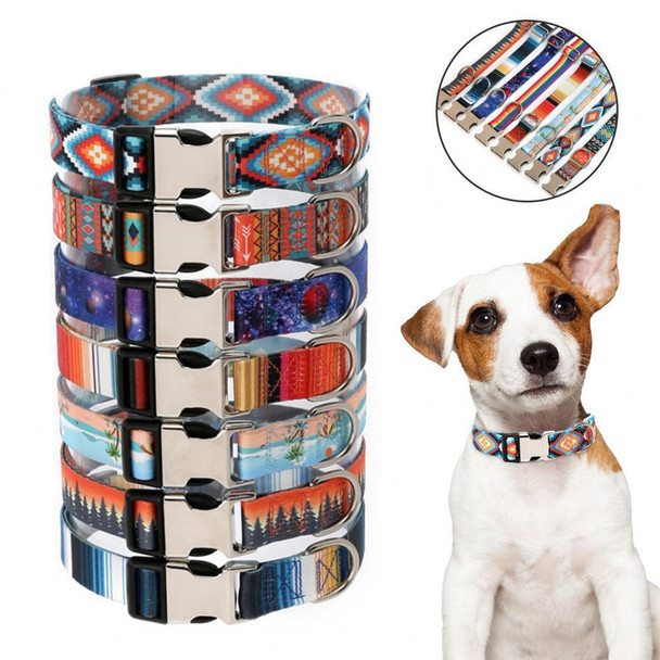 2 PCS Pet Ethnic Style Polyester Cotton Print Pattern Collar, Size: XL: 2.5x43-71cm(Diamond )