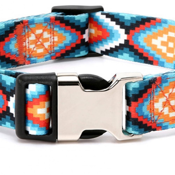 2 PCS Pet Ethnic Style Polyester Cotton Print Pattern Collar, Size: XL: 2.5x43-71cm(Diamond )