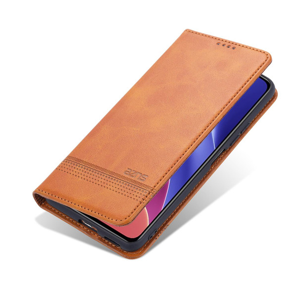 Xiaomi Poco F3 AZNS Magnetic Calf Texture Horizontal Flip Leather Case with Card Slots & Holder & Wallet(Light Brown)