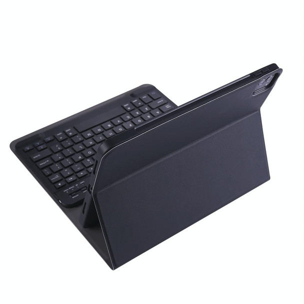 A11B Lambskin Texture Ultra-thin Bluetooth Keyboard Leatherette Case with Pen Holder - iPad Air 5 2022 / Air 4 2020 10.9 & Pro 11 inch 2021 / 2020 / 2018(Black)