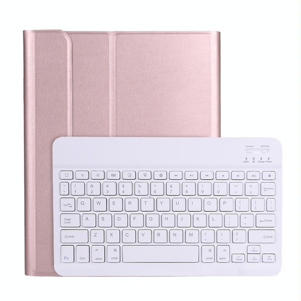 A11B Lambskin Texture Ultra-thin Bluetooth Keyboard Leatherette Case with Pen Holder - iPad Air 5 2022 / Air 4 2020 10.9 & Pro 11 inch 2021 / 2020 / 2018(Rose Gold)