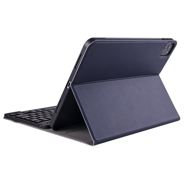 A11B Lambskin Texture Ultra-thin Bluetooth Keyboard Leatherette Case with Pen Holder - iPad Air 5 2022 / Air 4 2020 10.9 & Pro 11 inch 2021 / 2020 / 2018(Blue)