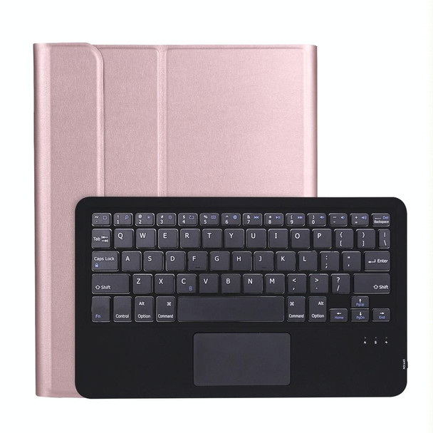 A11B-A Lambskin Texture Ultra-thin Bluetooth Keyboard Leatherette Case with Pen Holder & Touchpad - iPad Air 5 2022 / Air 4 2020 10.9 & Pro 11 inch 2021 / 2020 / 2018(Rose Gold)