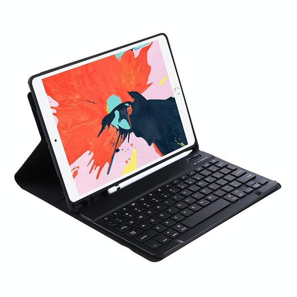 T098B Candy Color Skin Feel Texture Bluetooth Keyboard Leather Case with Pen Holder - iPad Air 4 10.9 2020 / Air 5 10.9 2022 (Black)