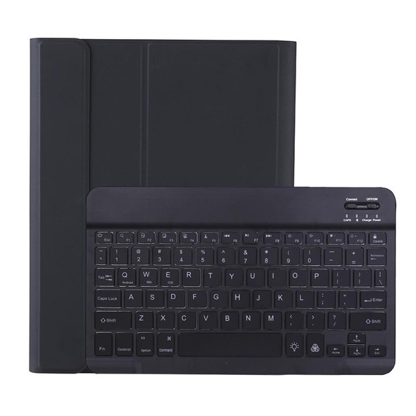 C-098B Candy Color Skin Feel Texture Bluetooth Keyboard Leatherette Case with Pen Holder - iPad Air 4 10.9 2020 / Air 5 10.9 2022 (Black)
