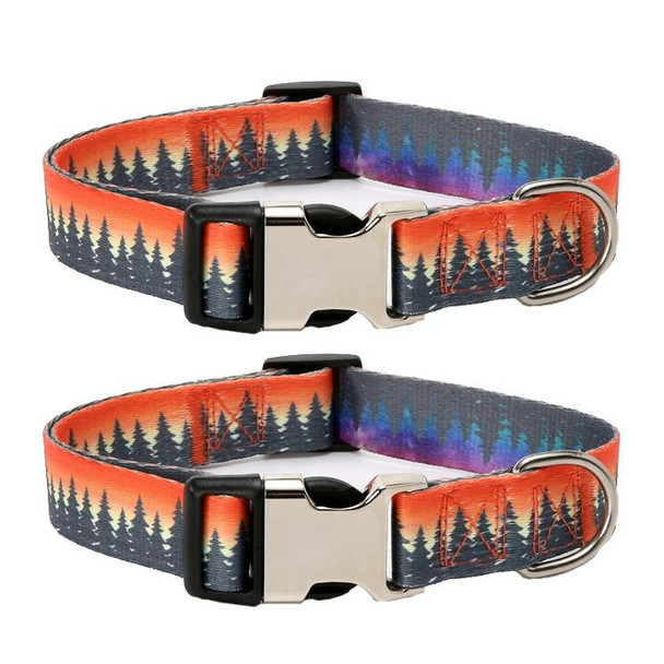 2 PCS Pet Ethnic Style Polyester Cotton Print Pattern Collar, Size: L: 2.5x38-61cm(Aurora Forest)