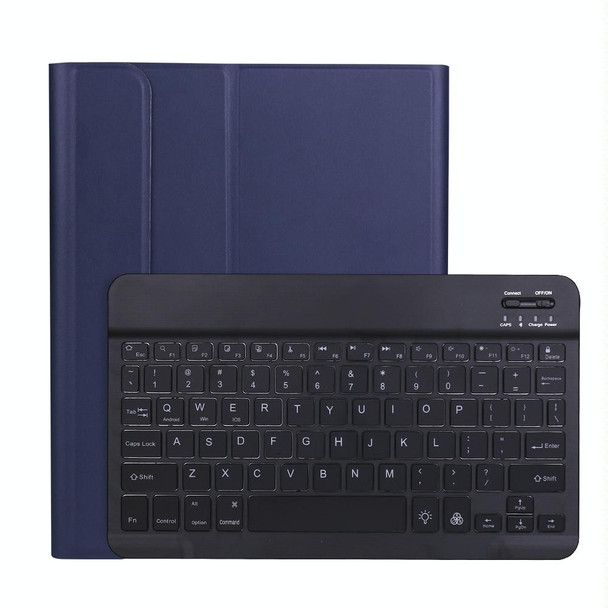 A11BS Lambskin Texture Ultra-thin Bluetooth Keyboard Leatherette Case with Pen Holder & Backlight - iPad Air 5 2022 / Air 4 2020 10.9 & Pro 11 inch 2021 / 2020 / 2018(Blue)