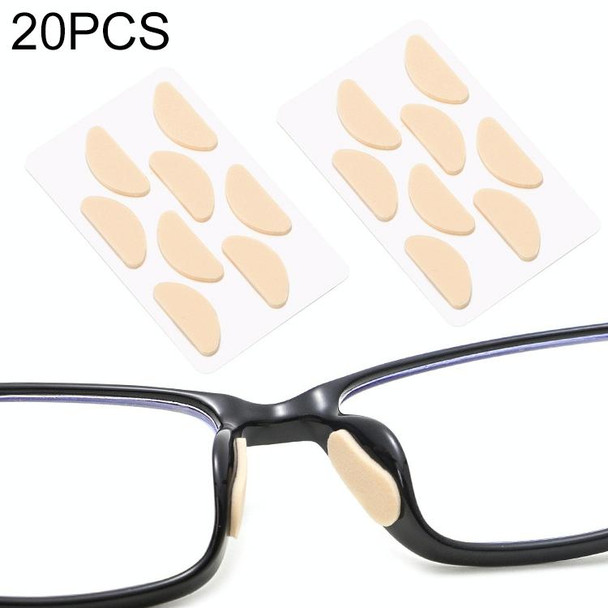 20 PCS Glasses Nose Strip Soft EVA Sponge Nose Mat Comfortable No Pressure Mark Does Not Remove Makeup Anti-Height Eye Frame Nose(D-type Skin Color 1.5mm)