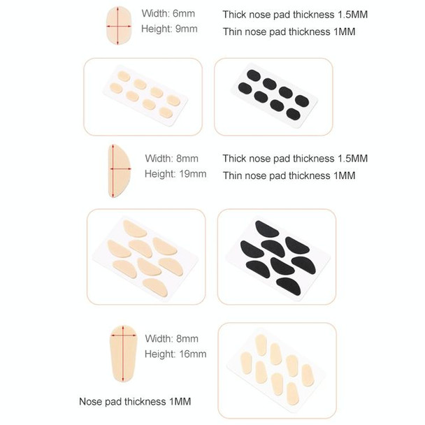 20 PCS Glasses Nose Strip Soft EVA Sponge Nose Mat Comfortable No Pressure Mark Does Not Remove Makeup Anti-Height Eye Frame Nose(D-type Black 1.0mm)