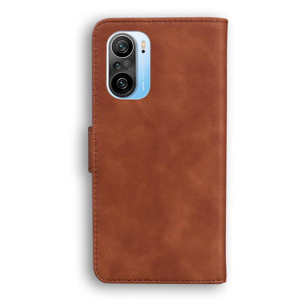 Xiaomi Redmi K40 / K40 Pro / Poco F3 Skin Feel Pure Color Flip Leather Phone Case(Brown)