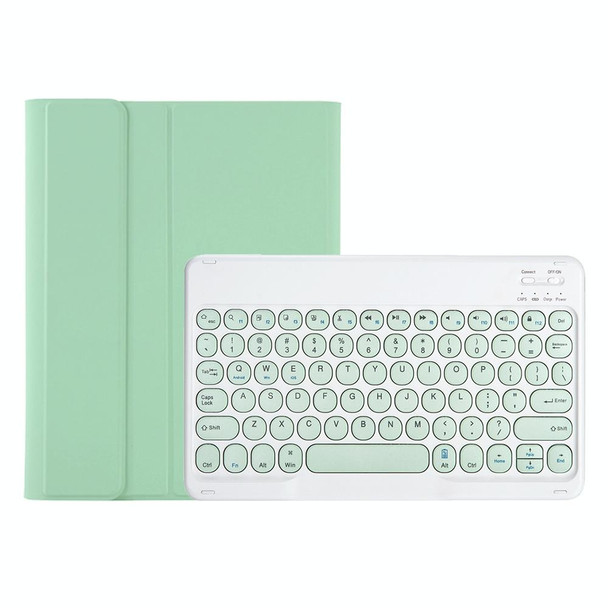 YT098B Detachable Candy Color Skin Feel Texture Round Keycap Bluetooth Keyboard Leather Case - iPad Air 4 10.9 2020 / Air 5 10.9 2022 (Light Green)
