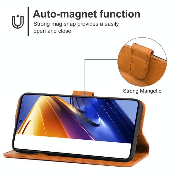 Leather Phone Case - Xiaomi Poco F4 GT(Brown)