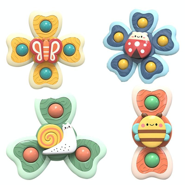 A6 Baby Sucker Rotary Toys Fun Fingertip Spinning Top Bathing Water Toys(Bee + Snail + Butterfly + Lachaou Worm)